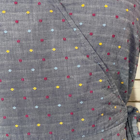Draper James Embroidered Dot Chambray Wrap Top - Blue - 4 - Picture 9 of 15